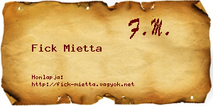 Fick Mietta névjegykártya